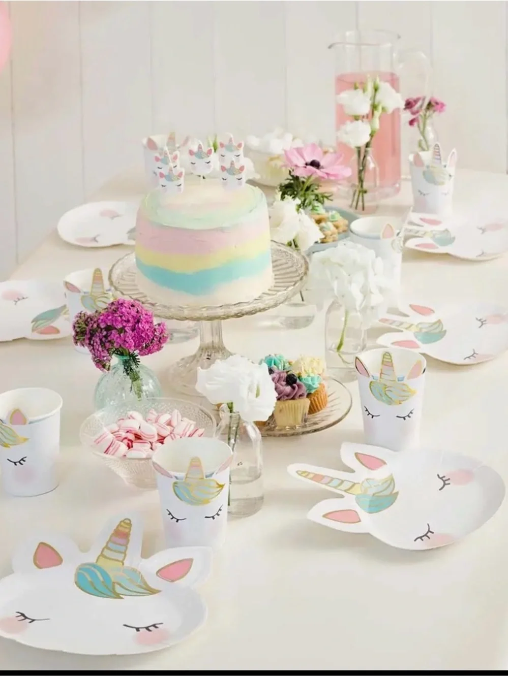 White Unicorn Candles - Set of Party Picks 5 per package